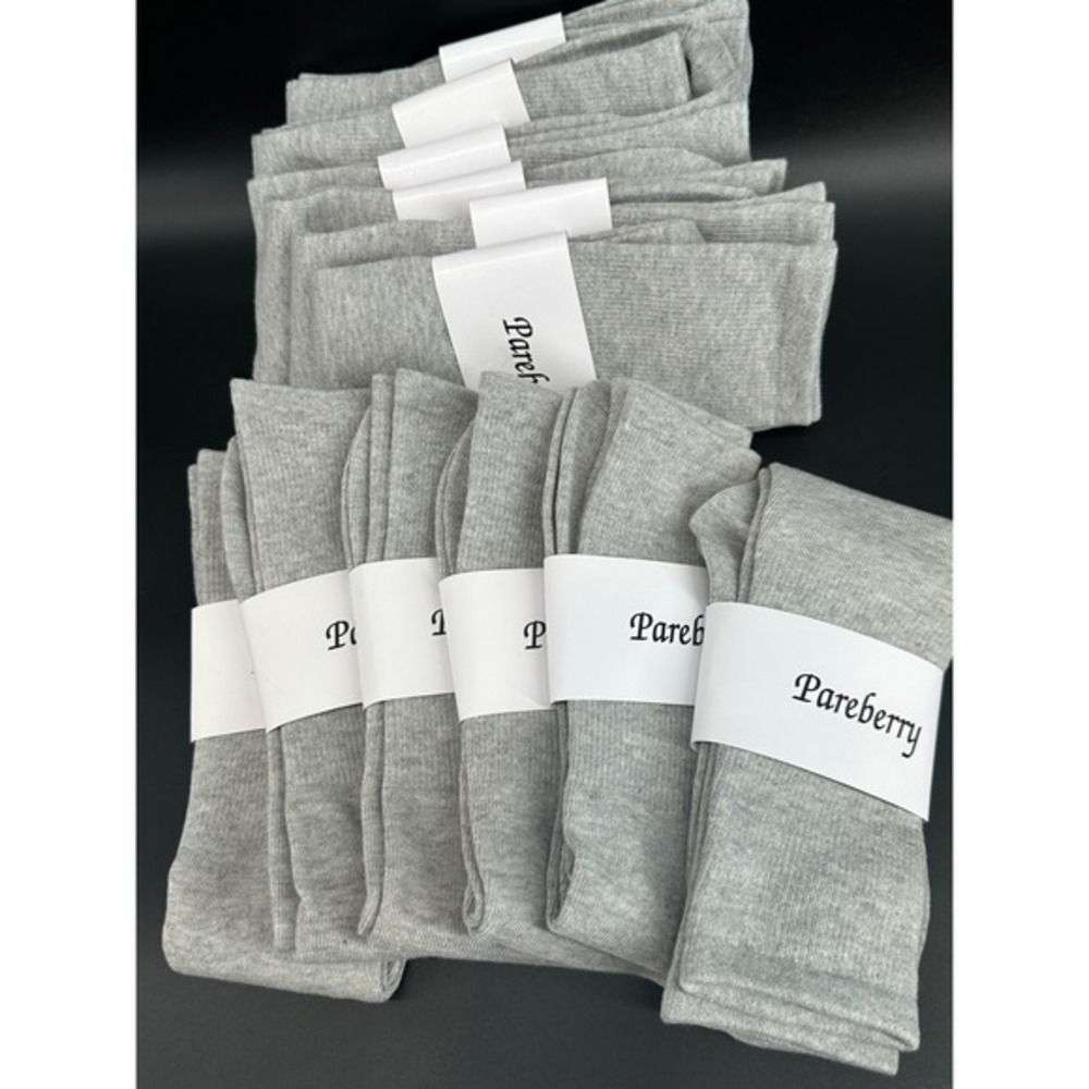 Pareberry Casual Cotton Solid‎ Grey Crew Tube Dress Socks-12 pair